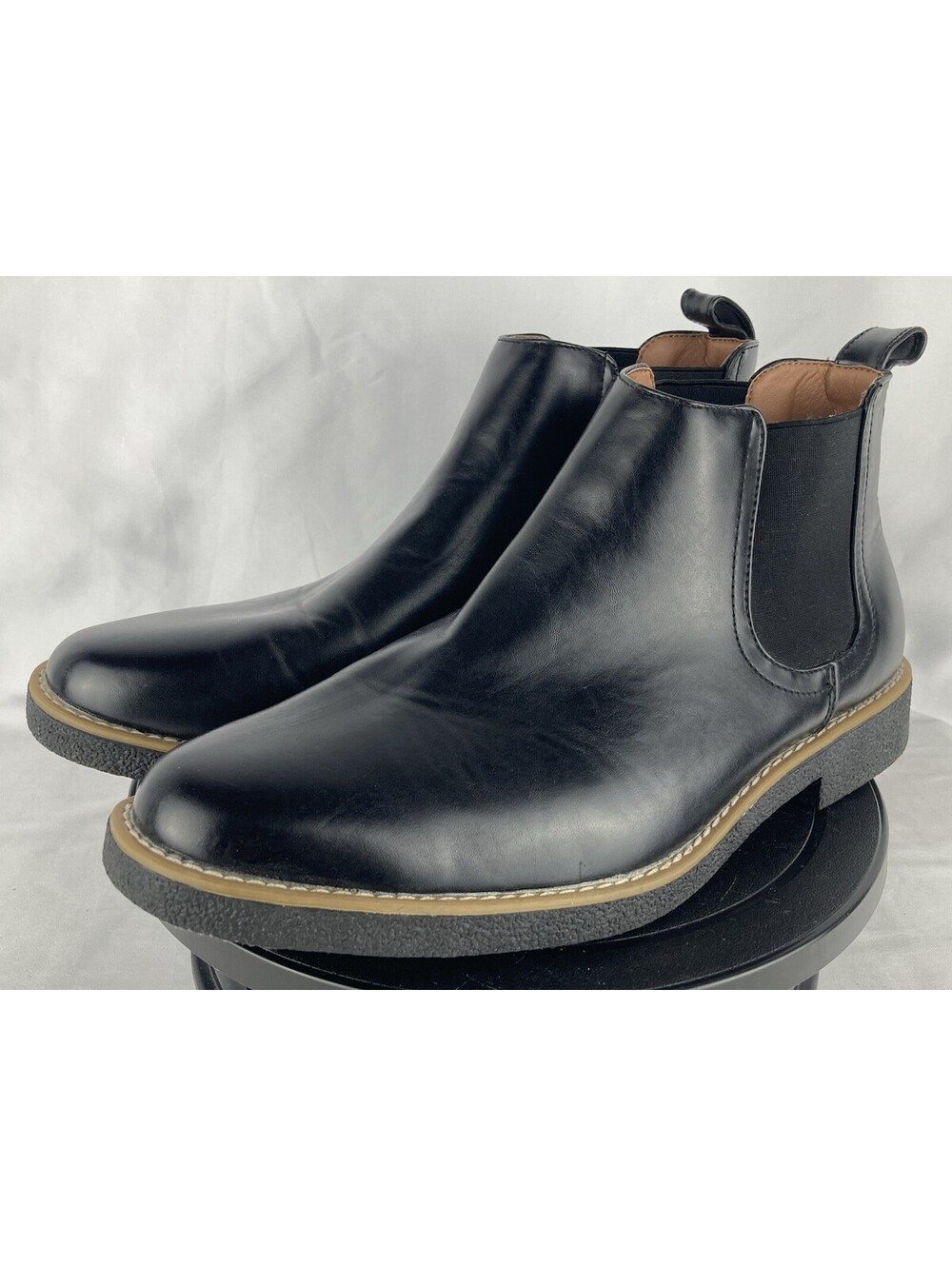 Men’s Size 10 Deer Stags Rockland Black Leather Chelsea Ankle Boots Memory Foam